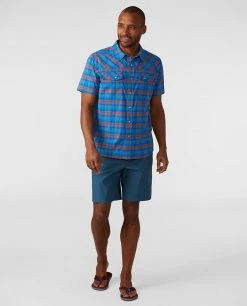 Stio Men's Eddy Shirt SS -Hot Sale Stio Store M Eddy Shirt SS Blue Jolt Plaid 3