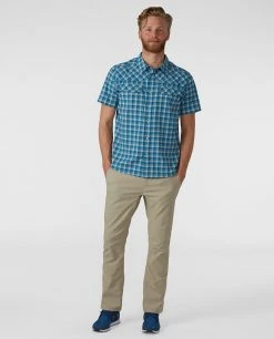 Stio Men's Eddy Shirt SS -Hot Sale Stio Store M Eddy Shirt SS Tumbling Turq Check 3