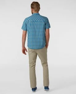 Stio Men's Eddy Shirt SS -Hot Sale Stio Store M Eddy Shirt SS Tumbling Turq Check 4