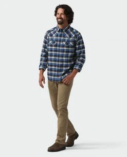 Stio Men's Junction Midweight Flannel Shirt -Hot Sale Stio Store M Junction Midweight Flannel Shirt Alpine Lake Plaid 4