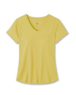 Stio Women's Divide V-Neck SS 29 Stio Women's Divide V-Neck SS -Hot Sale Stio Store W Divide Tech V Neck Dazzling Sunflower